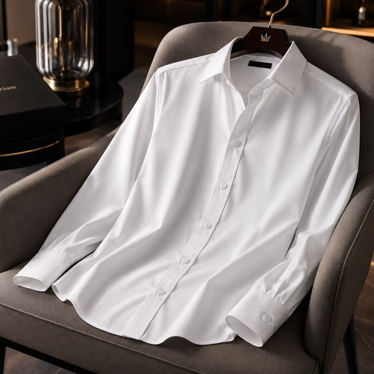 Man wearing a premium white cotton shirt